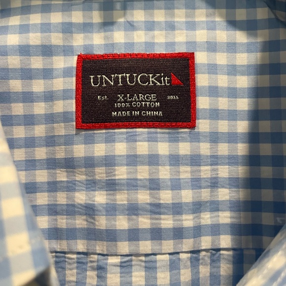 UNTUCKit Light Blue Gingham Men's Shirt - Picture 2 of 3
